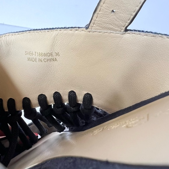 3.1 Phillip Lim Martini Fringe Denim Suede Blue Black Slingback Sandals - 36 / 6 - Picture 3 of 8